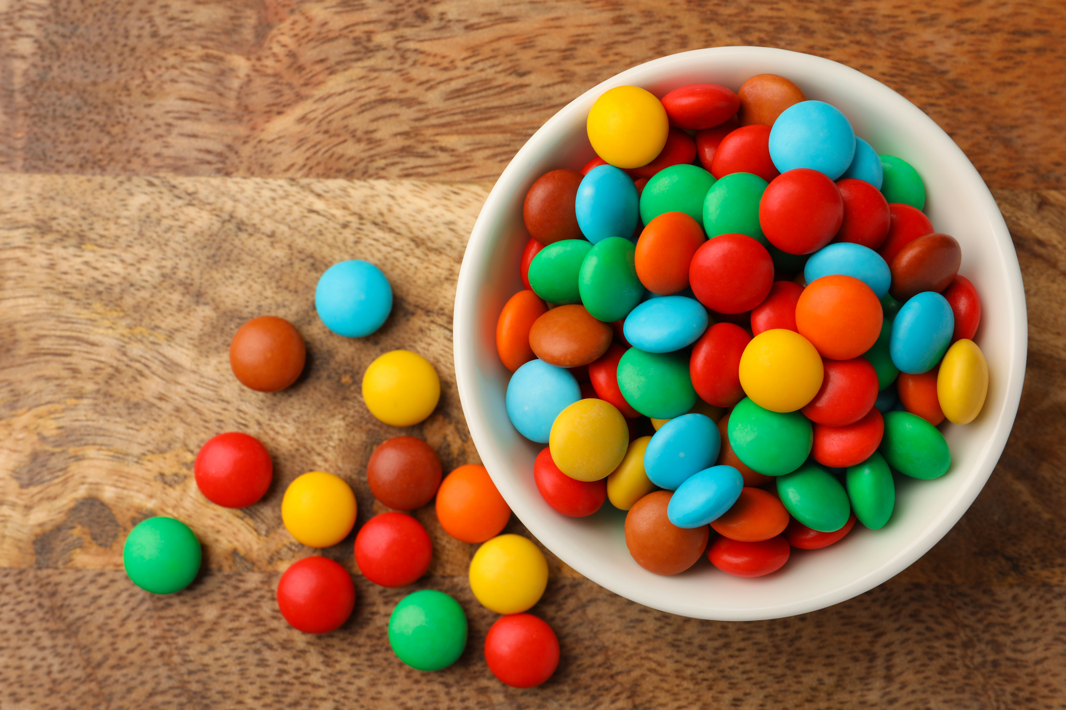 Bowl of candy on table